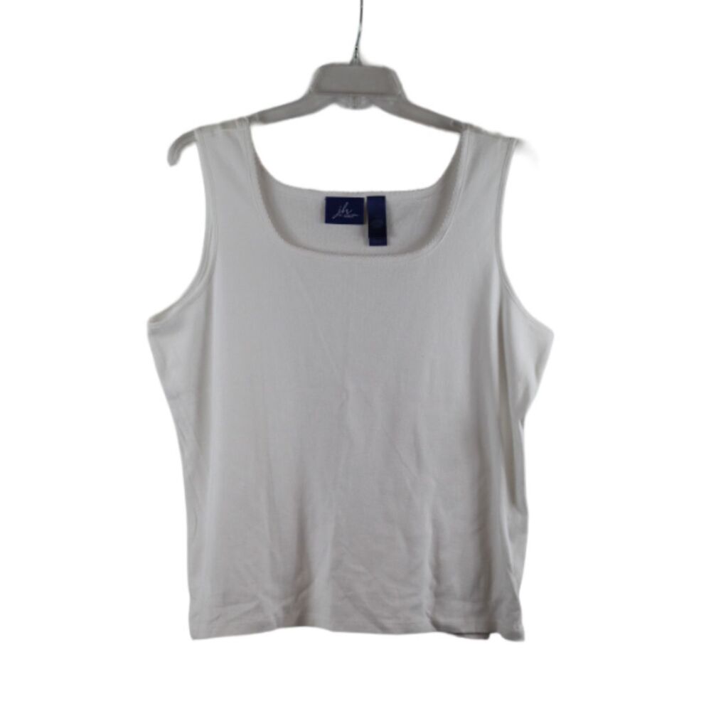 J H Collectibles White Women's Stretch Tank Top Pullover Sleeveless 2X 041